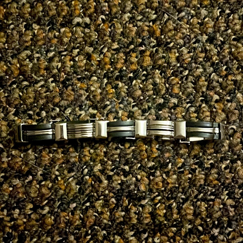 Men’s large cable link black with stainless steel bracelet